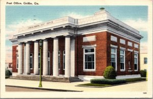 Linen Postcard United States Post Office Building in Griffin, Georgia