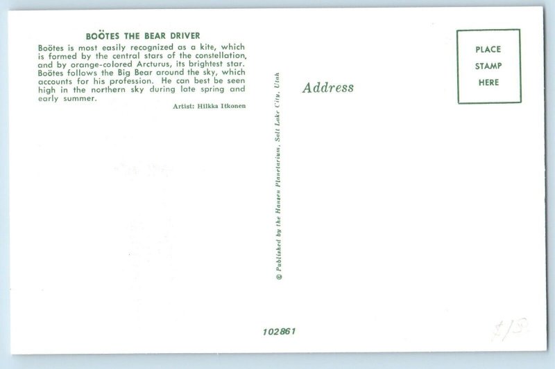 Astronomy Constellation Postcard Bootes The Bear Driver Recognized As A Kite