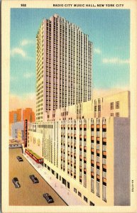 Vtg 1930's Radio City Music Hall New York City NY Linen Postcard