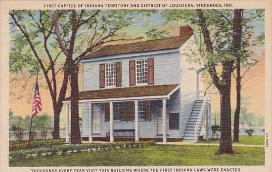 Indiana Vincennes First Capitol Of Indiana Territory And District Of Louisian...