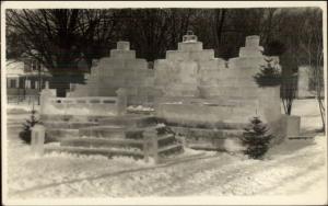 Ice Sculpture MONTPELIER SEMINARY Written on Back Real Photo Postcard