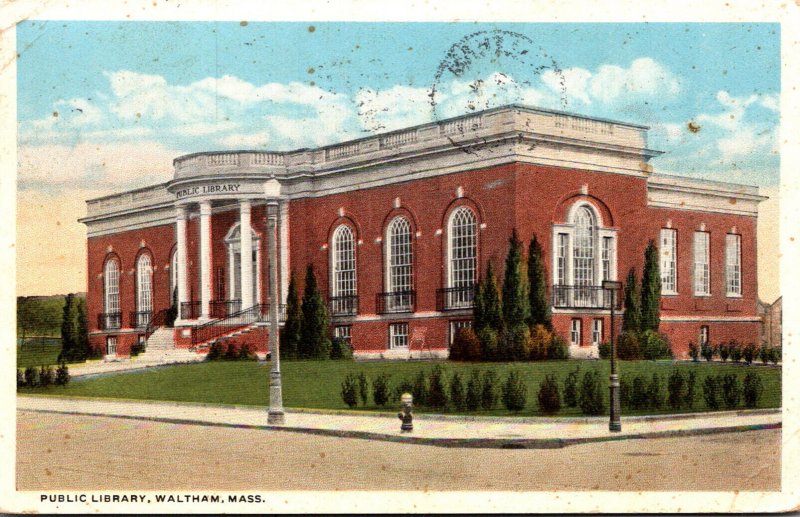 Massachusetts Waltham Public Library 1917 Curteich
