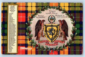 Scotland Postcard Badge Bilberry Scottish Families c1910 Buchanan Tartan