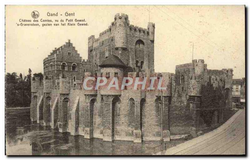 Old Postcard Gent Chateau Des Comtes Vu Du Petit Gewad