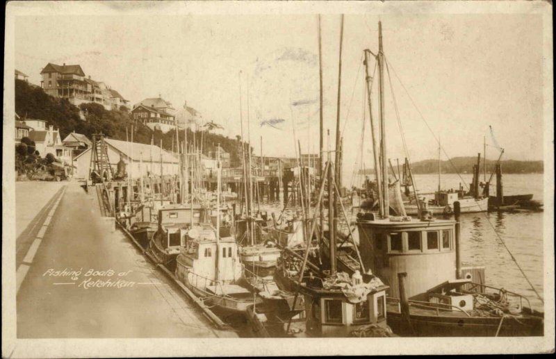 Ketchikan AK Fishing Boats 1927 Used Real Photo Postcard 