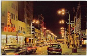 West State Street ROCKFORD, ILLINOIS Night Scene Osco Drug Store c1960s Postcard