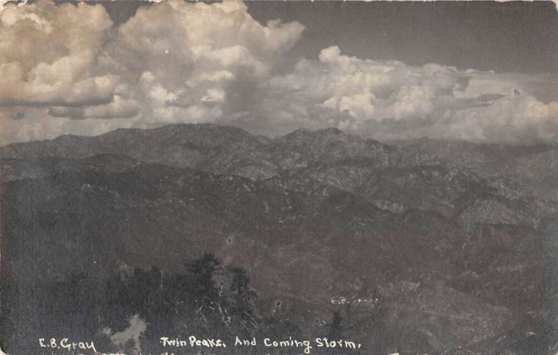 Mount Wilson California Twin Peaks and Coming Storm Real Photo Postcard AA50150