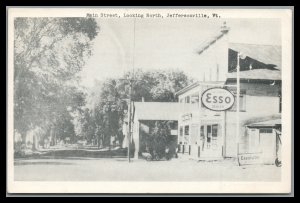 ABRO US Unposted Post Card ESSO Gas Station Main Street Jeffersonville Vt.