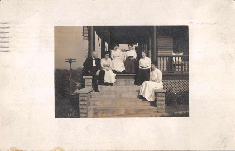 Athens Ohio group of people on front porch of house real photo pc Y13228