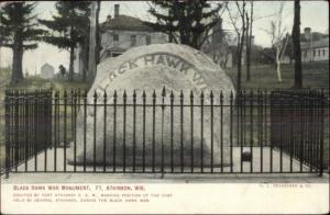Ft. Atkinson WI Black Hawk War Monument c1910 Postcard