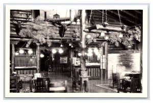 Postcard Interior Log Cabin Inn Dining Room Unknown Location RPPC Real Photo