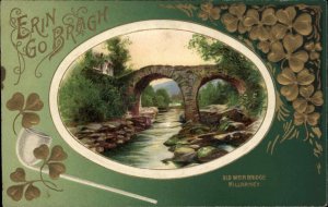 Winsch St Patrick's Day Killarney Ireland Weir Bridge c1910 Vintage Postcard