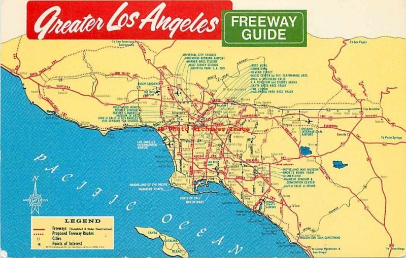 CA, Los Angeles, California, Freeway Guide, Map, HS Crocker No HSC-1000 