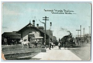 c1910's Grand Trunk Station Depot Railroad Train Charlotte Michigan MI Postcard