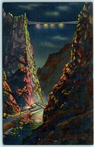 M-2524 The Royal Gorge Illuminated by Floodlight at Night Showing the Arkansa...