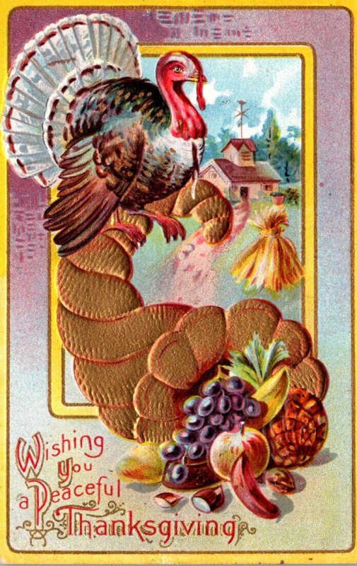 Thanksgiving Greetings With Turkey 1910