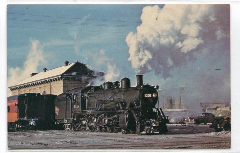 Milwaukee Road Railroad Train 1038 Sheds Madison Wisconsin postcard