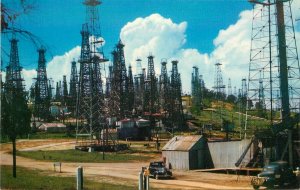 1950s Postcard Signal Hill Oil Fields Derricks Long Beach CA Industry Unposted