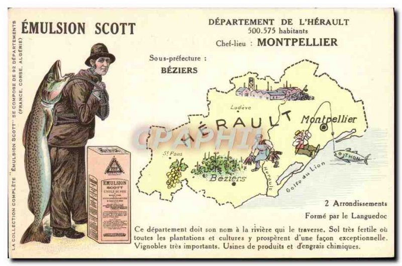 Postcard Old Scott Emulsion Department Herault Beziers Montpellier