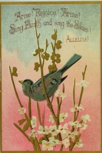 1880's-90's Victorian Religious Card Bird In Blossoms Flowers P78