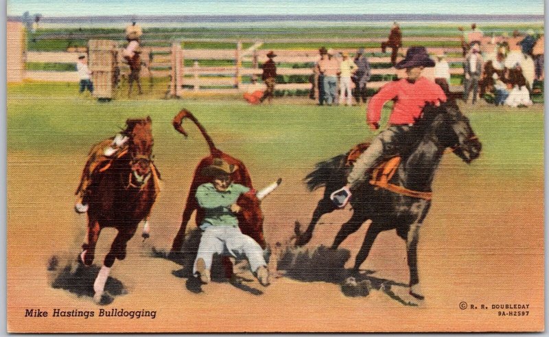 Mike Hastings Bulldogging Rodeo Sport Postcard