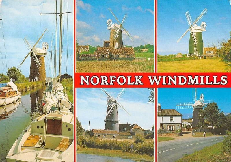 BT1279 norfolk windmill moulin a vent  ship bateaux  uk