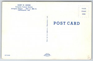Indianapolis Indiana~Harry W Moore Funeral Home & Interior~1950s Postcard