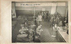 German Soldiers Hospital & Waiting Room Real Photo Postcard