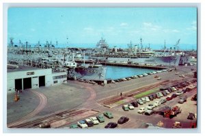 c1950's Water Front at US Naval Base Norfolk Virginia VA Unposted Postcard 