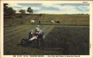 New Idea Tractor Mower Linen Advertising Farming Postcard