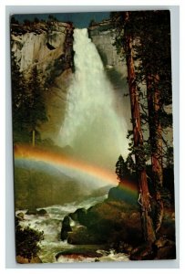 Vintage 1960's Postcard Rainbow  Nevada Waterfall in the Merced River California