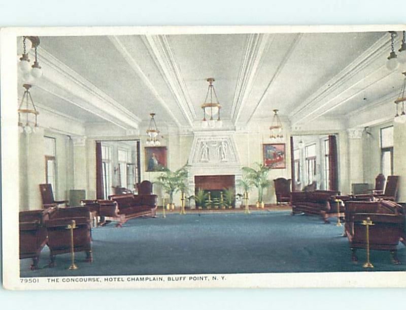 Divided-Back HOTEL SCENE Finger Lakes - Bluff Point - Near Penn Yan NY H0463