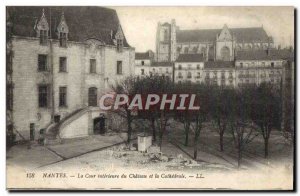 Old Postcard Nantes The Inner Court of the Castle and the Cathedral