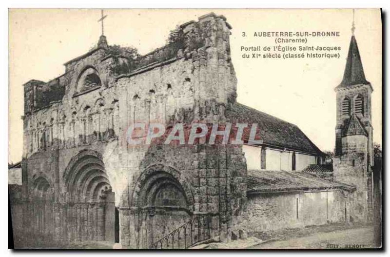 Postcard Old Aubeterre (Charente) Portal of the Church St. James