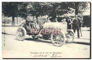 Postcard Old Automobile Lavergne on its 125 horsepower Hotchkiss