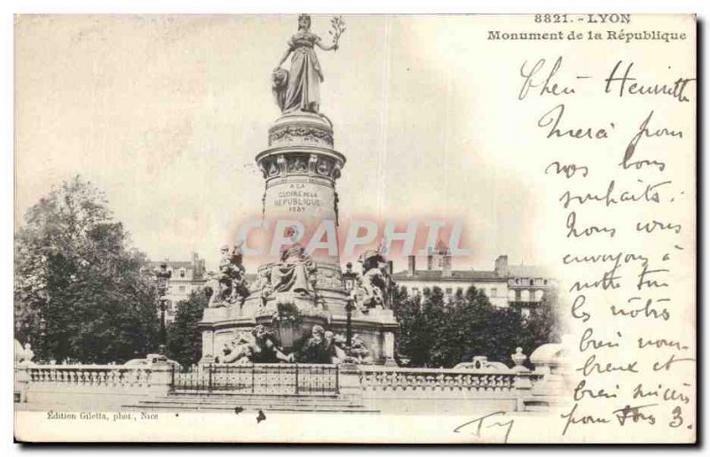 Lyon Monument of the Republic - Old Postcard