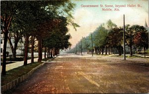 Postcard AL Mobile Government St. Scene beyond Hallet St Street View C.1907 L14