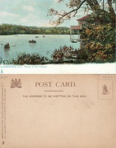 LAKEWOOD N.J. GLIMPSE OF LAKE CARASALJO UNDIVIDED ANTIQUE POSTCARD