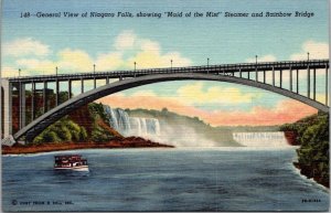 New York Niagara Falls General View and Maid Of The Mist Curteich