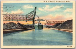 1941 Coal Docks Duluth Superior Harbor Duluth Minnesota MN Posted Postcard