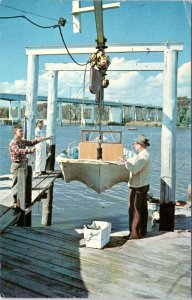 Darien, GA Georgia  TWO-WAY FISH CAMP Boat Launch~Dock ca1950's Fishing Postcard