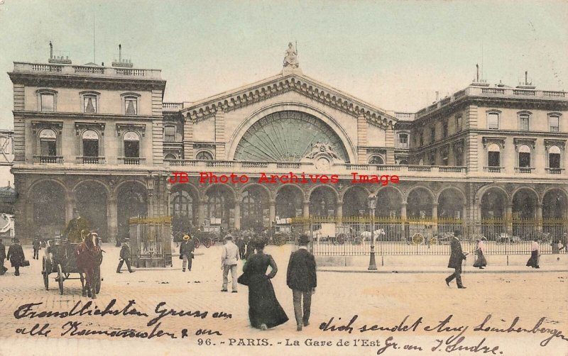 France, Paris, La Gare de l'Est, 1906 PM, Stamp | Europe - France