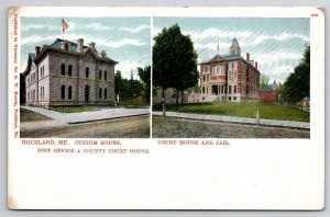 Rockland ME Custom House Post Office Court House And Jail Unp Postcard Y23