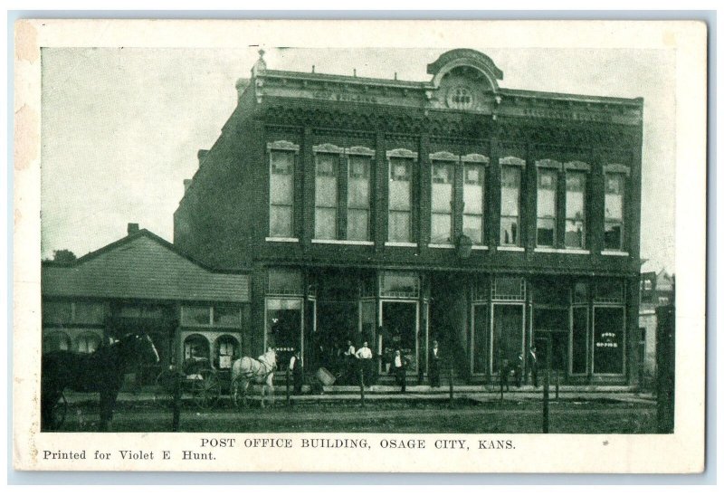 c1910's Post Office Building Exterior Osage City Kansas KS Unposted Postcard