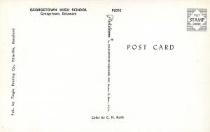 Georgetown Delaware~High School From Under Shade Tree~1950s Postcard