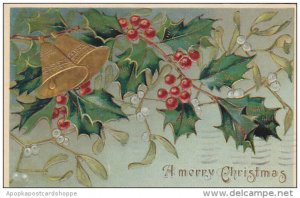 Christmas Holly With Gold Bells 1907