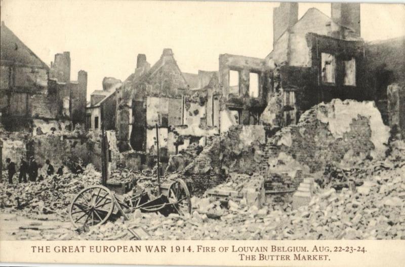 belgium, LOUVAIN LEUVEN, Butter Market after Fire, Great War (1916) Postcard