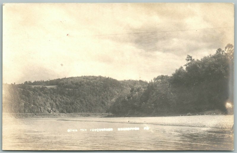 MESHOPPEN PA SUSQUEHANNA RIVER ANTIQUE REAL PHOTO POSTCARD RPPC