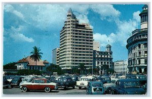 Singapore Postcard Asia Insurance Building Street Scene c1950's Posted