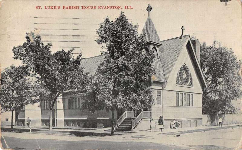 Evanston Illinois St Luke's Parish House Exterior Antique Postcard J79178 